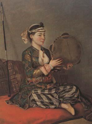 Jean-Etienne Liotard Turkish Woman with a Tambourine (mk08) oil painting image